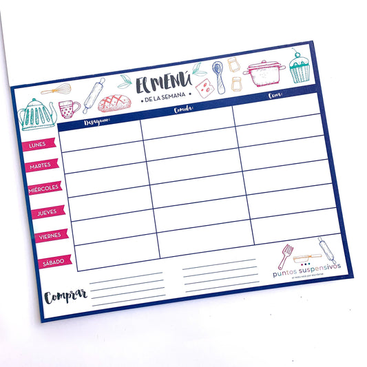 Planner Menú - Puntos Suspensivos 📖 - Puntos Suspensivos - Agenda - Libreta - Organización