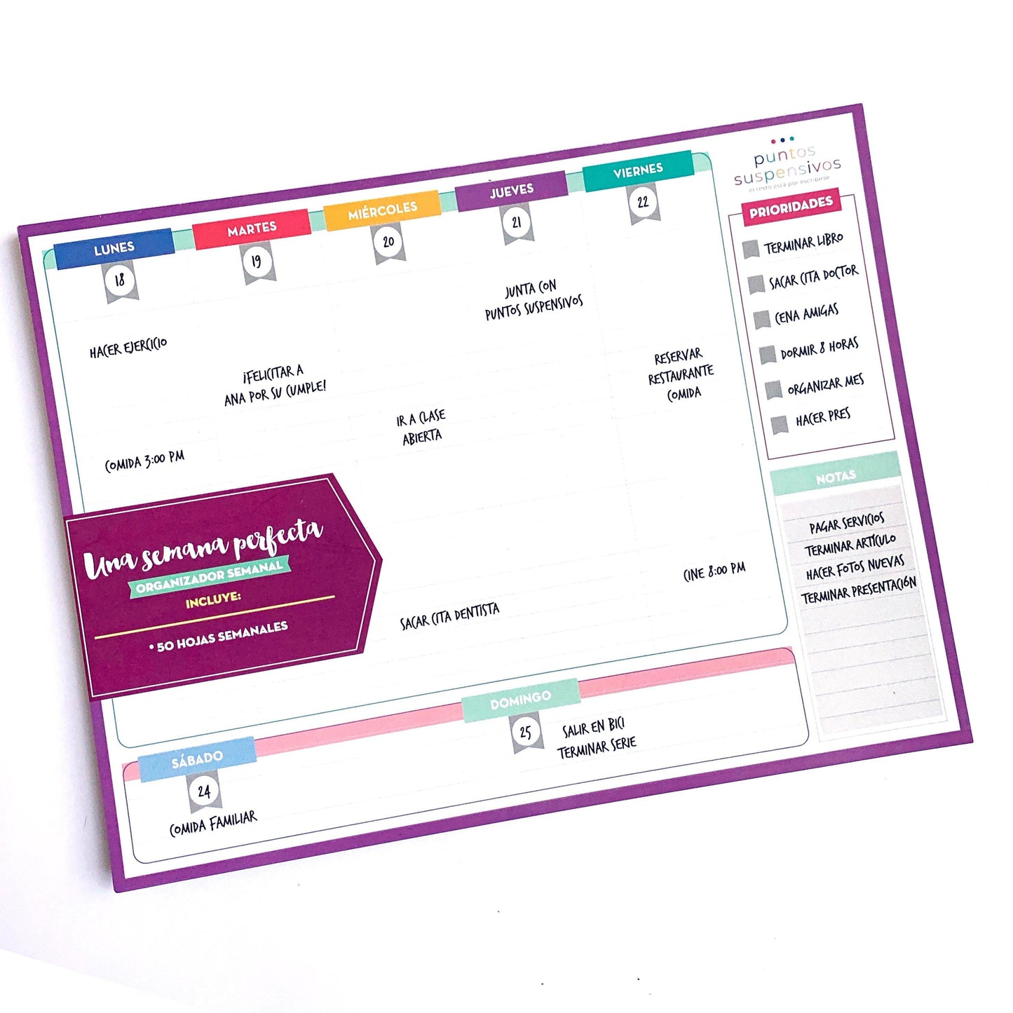 Planner Semanal - Puntos Suspensivos 📖 - Puntos Suspensivos - Agenda - Libreta - Organización