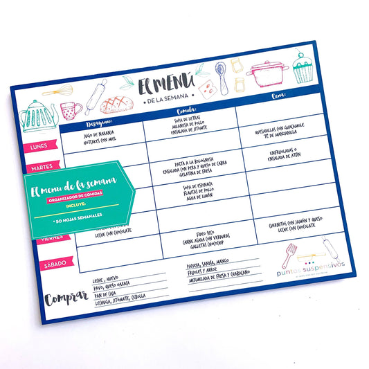 Planner Menú - Puntos Suspensivos 📖 - Puntos Suspensivos - Agenda - Libreta - Organización